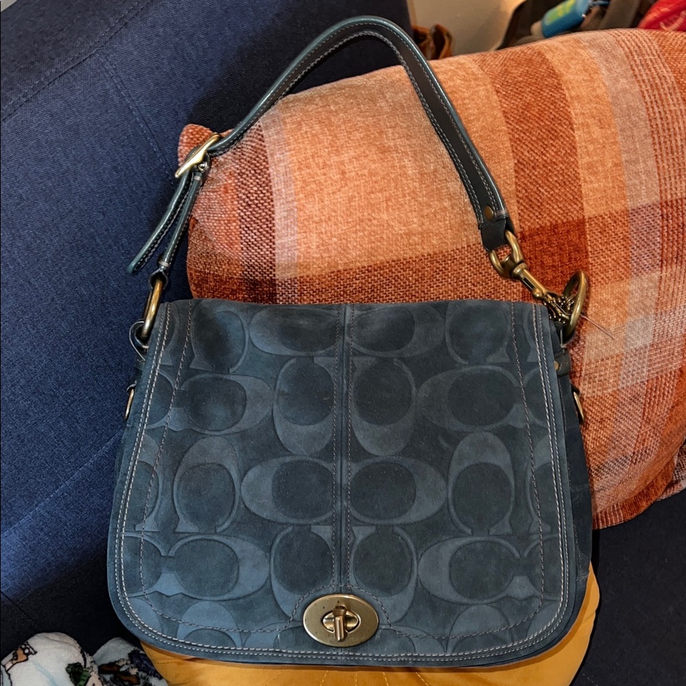 NWT Rare Coach Blue Teal Suede 65th Anniversary Legacy Bag